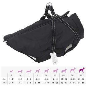 vidaXL Dog Coat with Harness Waterproof Reflective Black 6XL