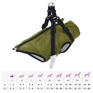 vidaXL Dog Coat with Harness Waterproof Reflective Army Green S