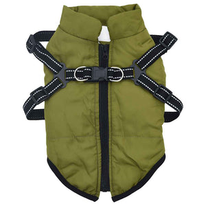 vidaXL Dog Coat with Harness Waterproof Reflective Army Green S