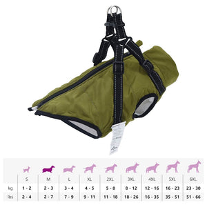 vidaXL Dog Coat with Harness Waterproof Reflective Army Green M