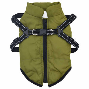 vidaXL Dog Coat with Harness Waterproof Reflective Army Green M