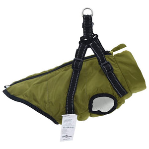 vidaXL Dog Coat with Harness Waterproof Reflective Army Green M