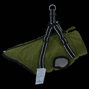 vidaXL Dog Coat with Harness Waterproof Reflective Army Green M