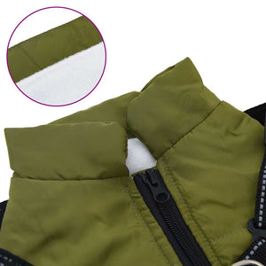 vidaXL Dog Coat with Harness Waterproof Reflective Army Green M