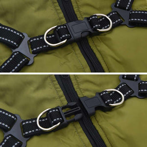 vidaXL Dog Coat with Harness Waterproof Reflective Army Green M