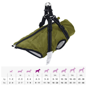 vidaXL Dog Coat with Harness Waterproof Reflective Army Green XL