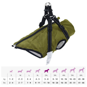 vidaXL Dog Coat with Harness Waterproof Reflective Army Green 2XL