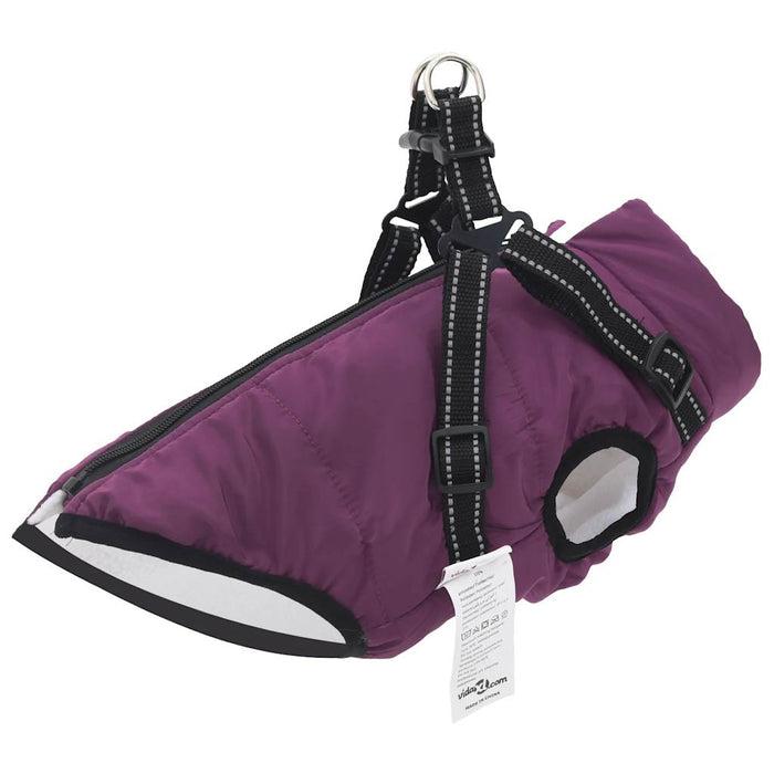 vidaXL Dog Coat with Harness Waterproof Reflective Purple S