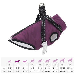 vidaXL Dog Coat with Harness Waterproof Reflective Purple S