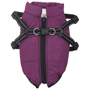 vidaXL Dog Coat with Harness Waterproof Reflective Purple S