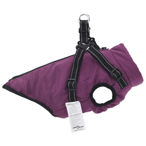 vidaXL Dog Coat with Harness Waterproof Reflective Purple S