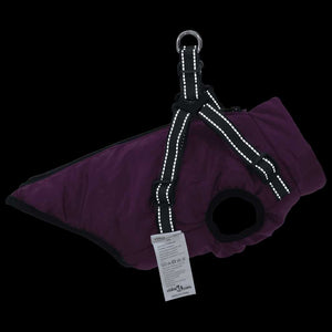 vidaXL Dog Coat with Harness Waterproof Reflective Purple S