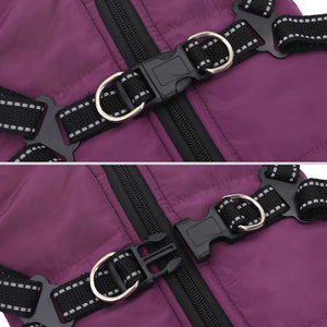 vidaXL Dog Coat with Harness Waterproof Reflective Purple S