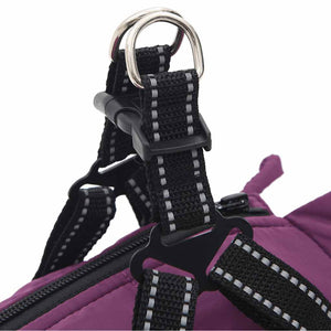 vidaXL Dog Coat with Harness Waterproof Reflective Purple S