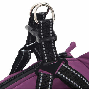 vidaXL Dog Coat with Harness Waterproof Reflective Purple L