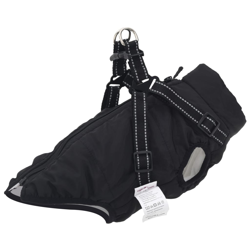 vidaXL Dog Coat with Harness Waterproof Reflective Black S