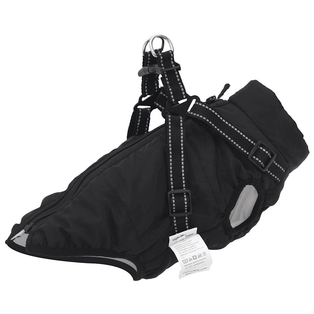 vidaXL Dog Coat with Harness Waterproof Reflective Black L