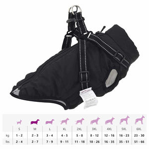 vidaXL Dog Coat with Harness Waterproof Reflective Black XL