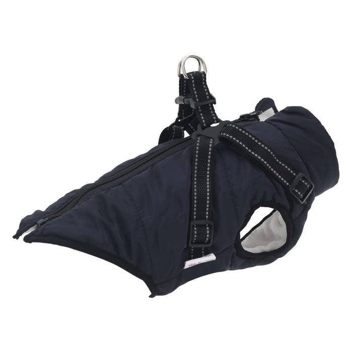 vidaXL Dog Coat with Harness Waterproof Reflective Navy Blue S