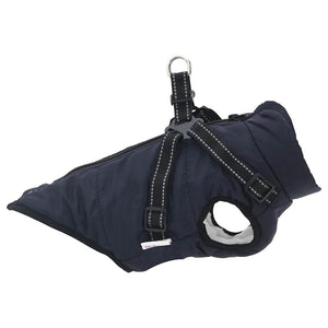 vidaXL Dog Coat with Harness Waterproof Reflective Navy Blue S