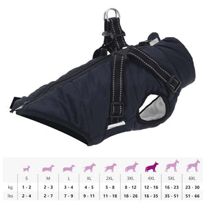 vidaXL Dog Coat with Harness Waterproof Reflective Navy Blue 2XL