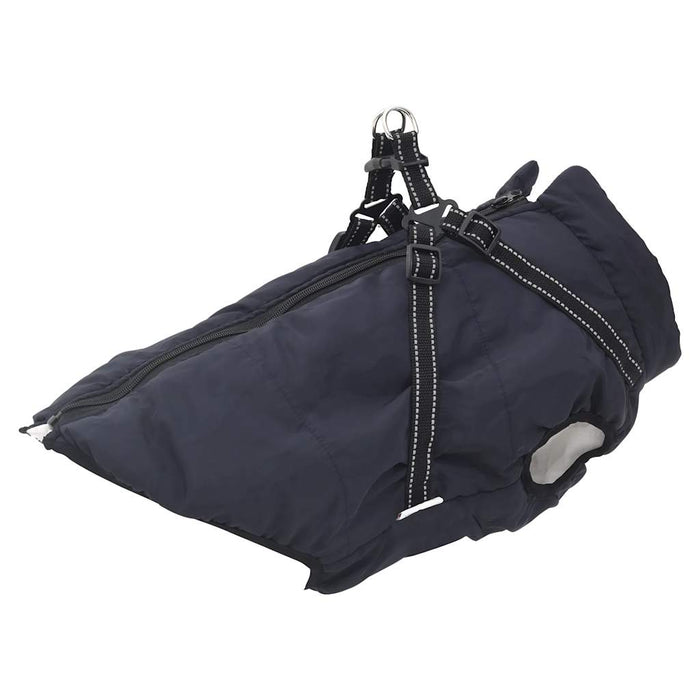 vidaXL Dog Coat with Harness Waterproof Reflective Navy Blue 3XL