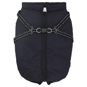 vidaXL Dog Coat with Harness Waterproof Reflective Navy Blue 3XL