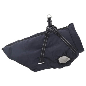 vidaXL Dog Coat with Harness Waterproof Reflective Navy Blue 3XL