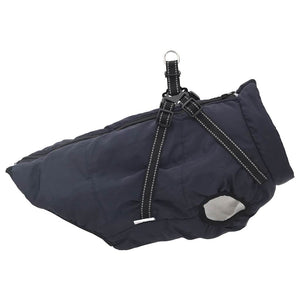 vidaXL Dog Coat with Harness Waterproof Reflective Navy Blue 4XL