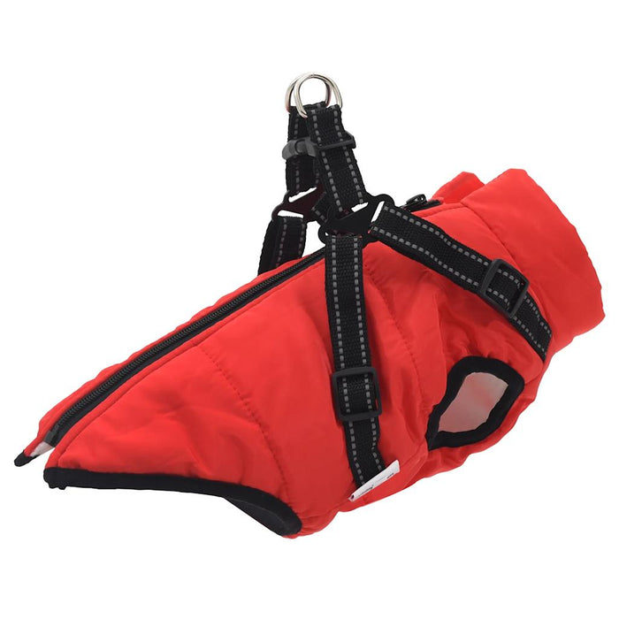 vidaXL Dog Coat with Harness Waterproof Reflective Red S