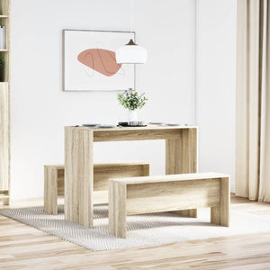 vidaXL 3 Piece Dining Table and Bench set Sonoma Oak Engineered Wood