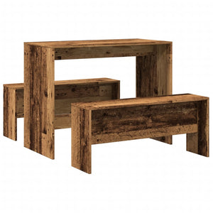 vidaXL 3 Piece Dining Table and Bench set Old Wood Engineered Wood