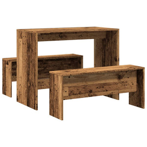 vidaXL 3 Piece Dining Table and Bench set Old Wood Engineered Wood