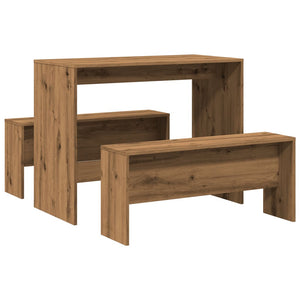 vidaXL 3 Piece Dining Table and Bench set Atisian Oak Engineered Wood