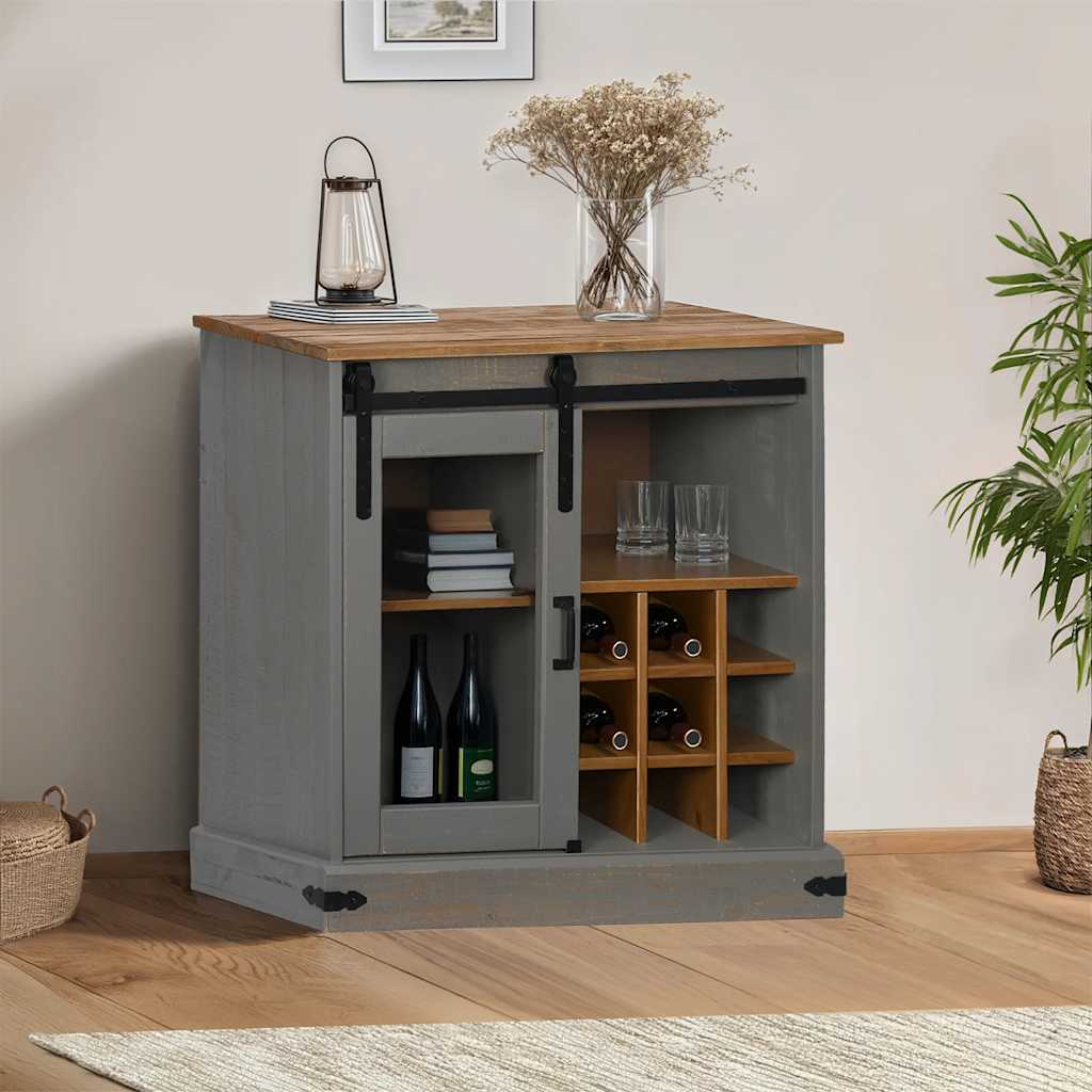 vidaXL Sideboard HALDEN with Sliding Door Grey 80x40x80 cm Solid Wood