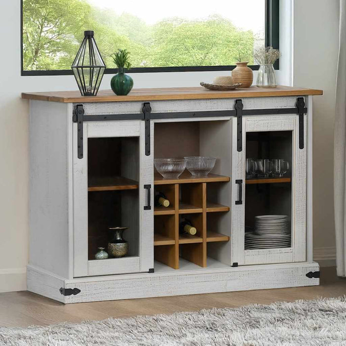 vidaXL Sideboard HALDEN 2 Sliding Doors White 112x40x80 cm Solid Wood