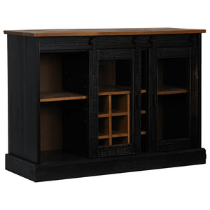 vidaXL Sideboard HALDEN 2 Sliding Doors Black 112x40x80 cm Solid Wood