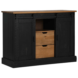 vidaXL Sideboard HALDEN 2 Sliding Doors Black 112x40x80 cm Solid Wood