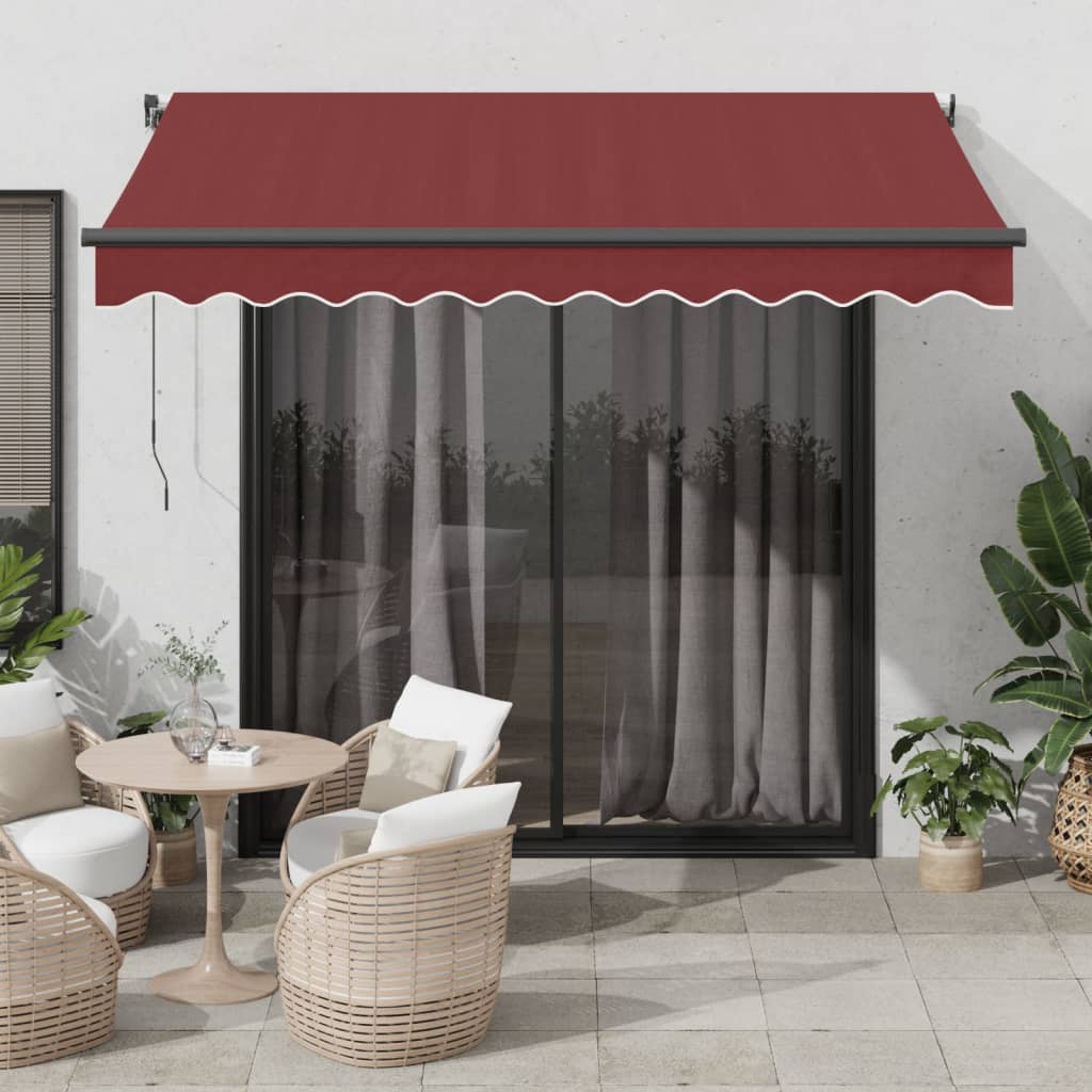 vidaXL Automatic Retractable Awning with LEDs Burgundy 350x250 cm