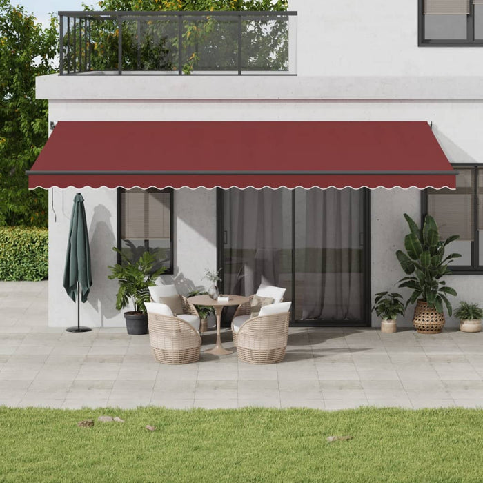 vidaXL Manual Retractable Awning with LEDs Burgundy 600x300 cm