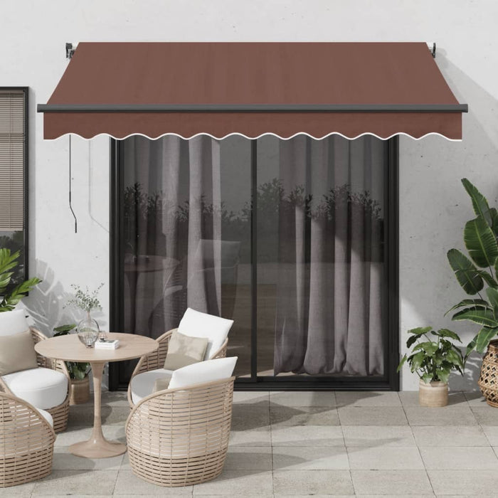 vidaXL Automatic Retractable Awning with LEDs Brown 350x250 cm