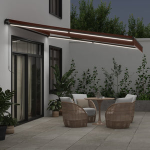 vidaXL Manual Retractable Awning with LEDs Brown 400x300 cm