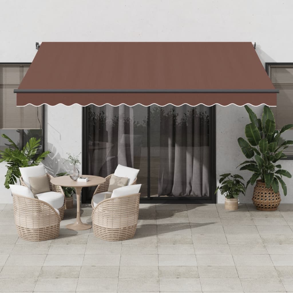 vidaXL Manual Retractable Awning with LEDs Brown 400x300 cm