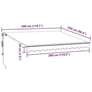 vidaXL Automatic Retractable Awning Anthracite and White 300x250 cm