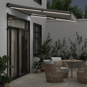 vidaXL Automatic Retractable Awning with LEDs Anthracite&White 300x250 cm