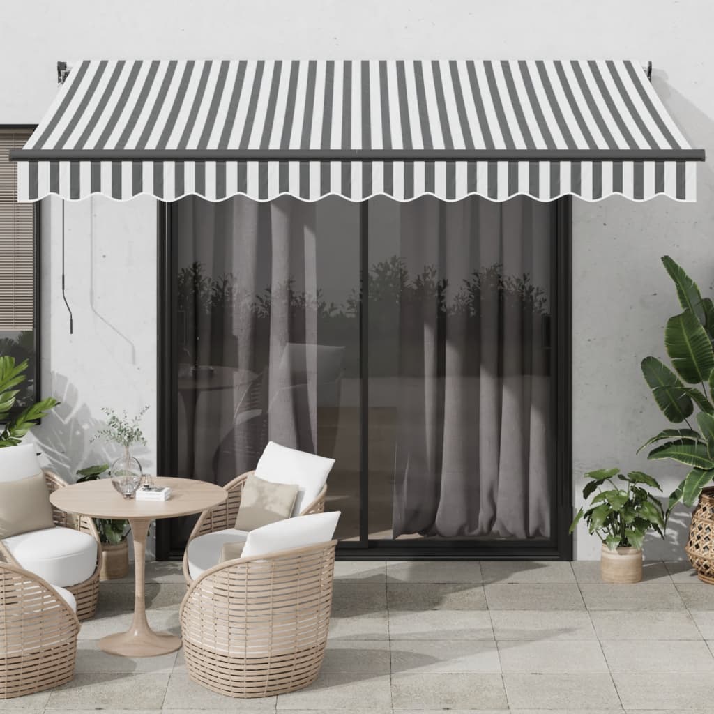 vidaXL Automatic Retractable Awning with LEDs Anthracite&White 350x250 cm