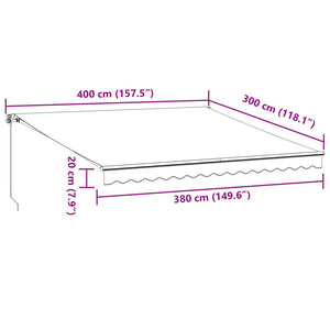 vidaXL Manual Retractable Awning Anthracite and White 400x300 cm