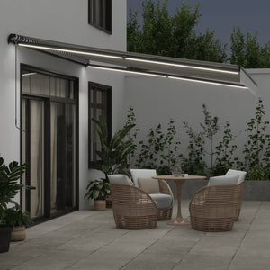 vidaXL Manual Retractable Awning with LEDs Anthracite&White 400x300 cm