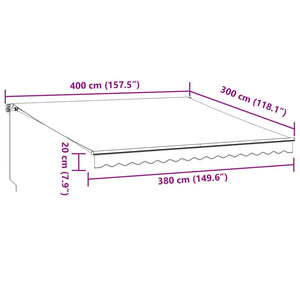 vidaXL Manual Retractable Awning with LEDs Anthracite&White 400x300 cm