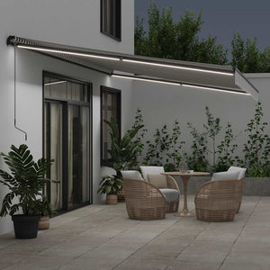 vidaXL Manual Retractable Awning with LEDs Anthracite&White 600x300 cm